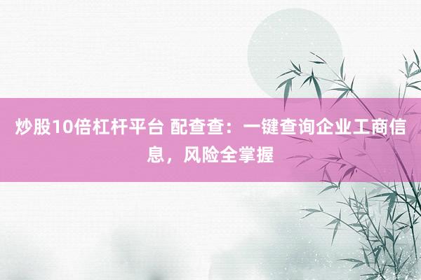 炒股10倍杠杆平台 配查查：一键查询企业工商信息，风险全掌握