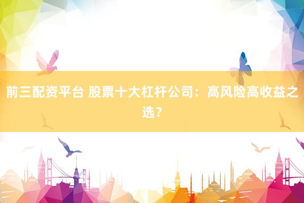 前三配资平台 股票十大杠杆公司：高风险高收益之选？
