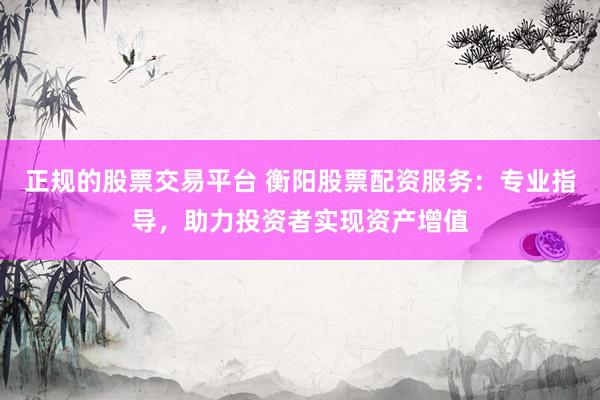 正规的股票交易平台 衡阳股票配资服务：专业指导，助力投资者实现资产增值