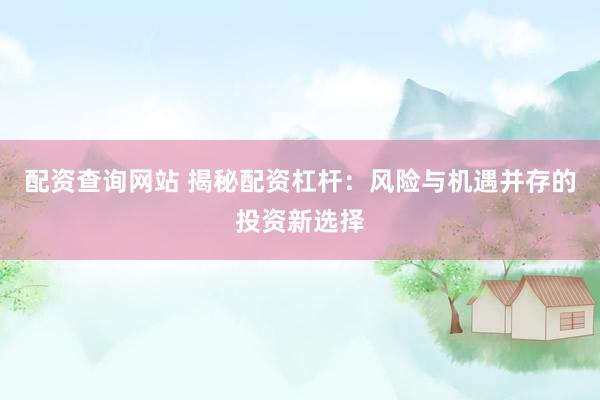 配资查询网站 揭秘配资杠杆：风险与机遇并存的投资新选择