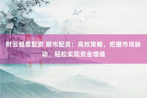 财云股票配资 顺市配资：高效策略，把握市场脉动，轻松实现资金增值