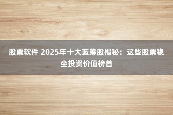 股票软件 2025年十大蓝筹股揭秘：这些股票稳坐投资价值榜首