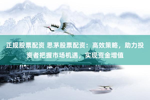 正规股票配资 思茅股票配资：高效策略，助力投资者把握市场机遇，实现资金增值