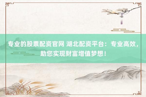专业的股票配资官网 湖北配资平台：专业高效，助您实现财富增值梦想！