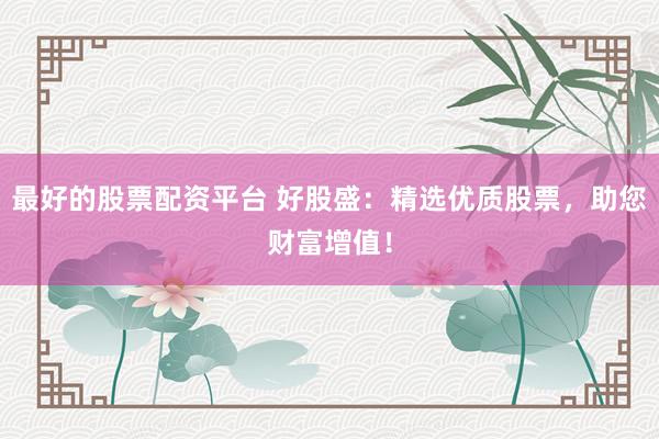 最好的股票配资平台 好股盛：精选优质股票，助您财富增值！