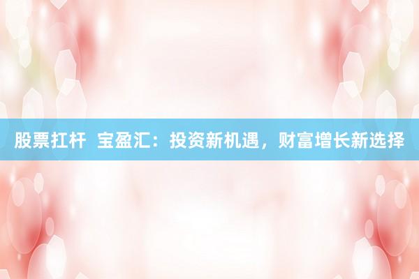 股票扛杆  宝盈汇：投资新机遇，财富增长新选择