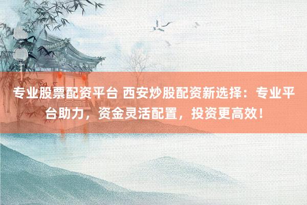 专业股票配资平台 西安炒股配资新选择：专业平台助力，资金灵活配置，投资更高效！