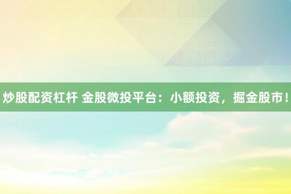 炒股配资杠杆 金股微投平台：小额投资，掘金股市！