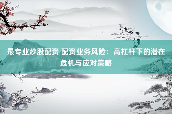 最专业炒股配资 配资业务风险：高杠杆下的潜在危机与应对策略