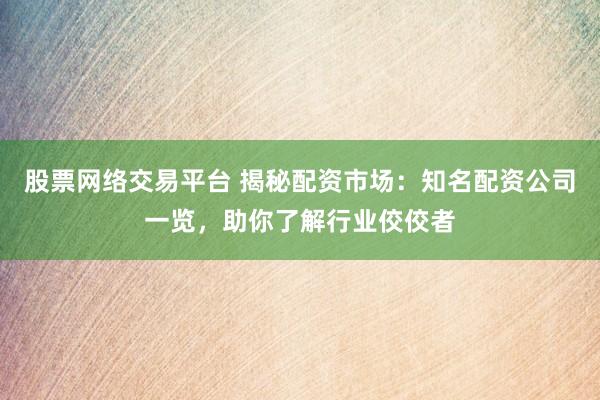 股票网络交易平台 揭秘配资市场：知名配资公司一览，助你了解行业佼佼者