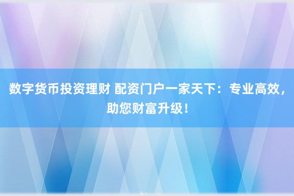 数字货币投资理财 配资门户一家天下：专业高效，助您财富升级！
