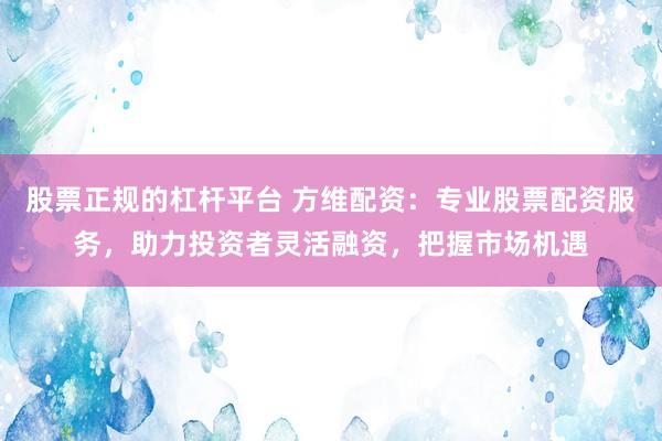 股票正规的杠杆平台 方维配资：专业股票配资服务，助力投资者灵活融资，把握市场机遇